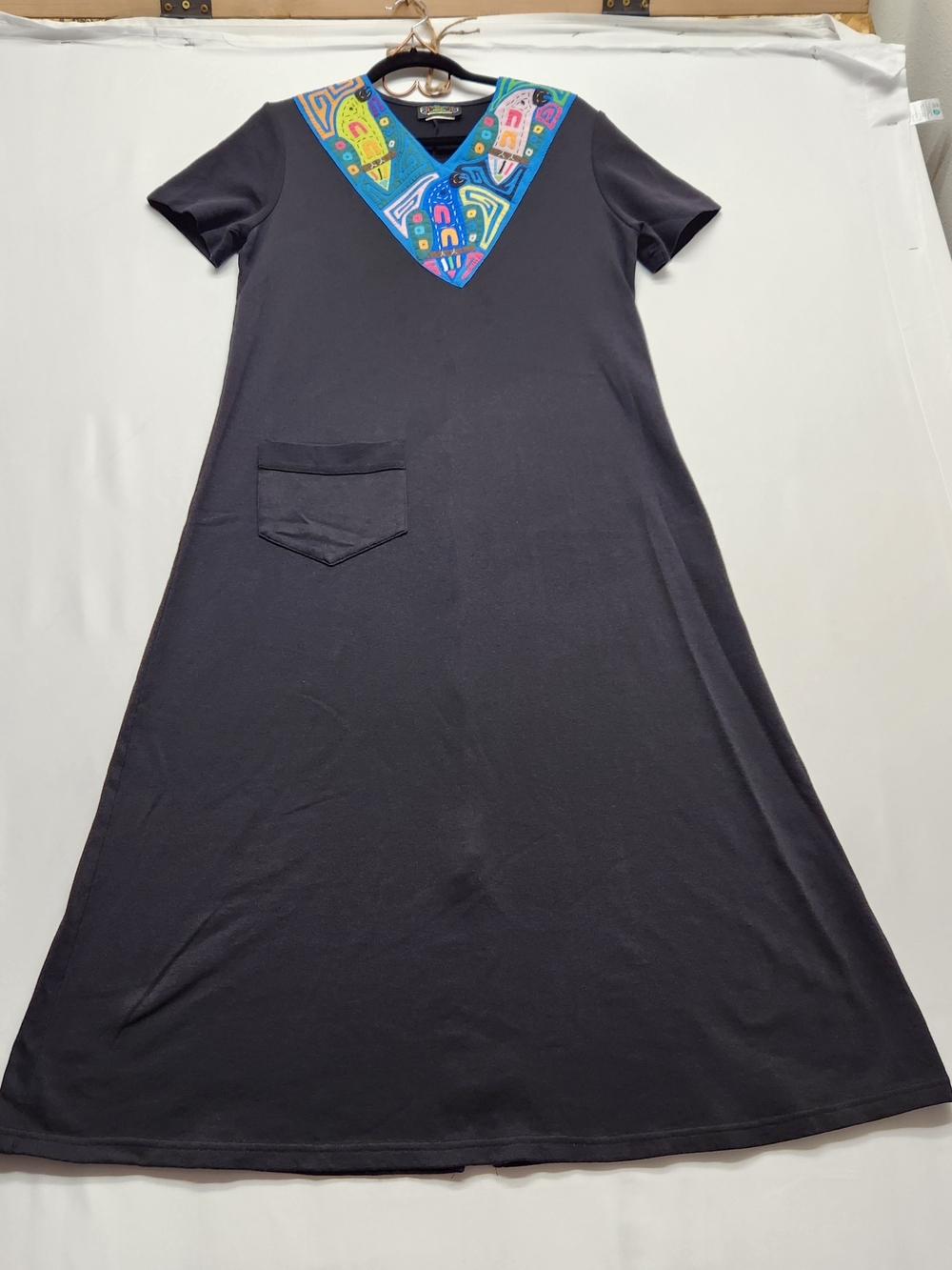 ⭐️Vintage Seds Crafts Panama Mola Appliqué Cotton Maxi Dress Boho Artisan XLarge